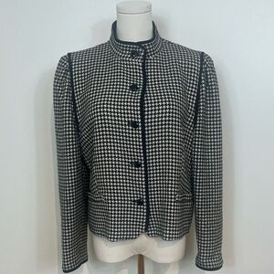 Louis Feraud Black and White Houndstooth Blazer